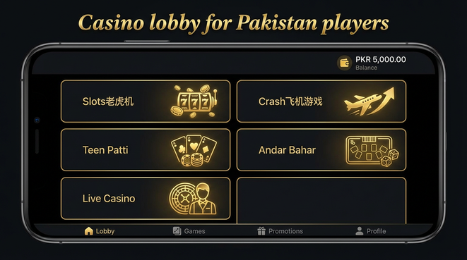 Lobby view of Bet626 Game for Pakistan users